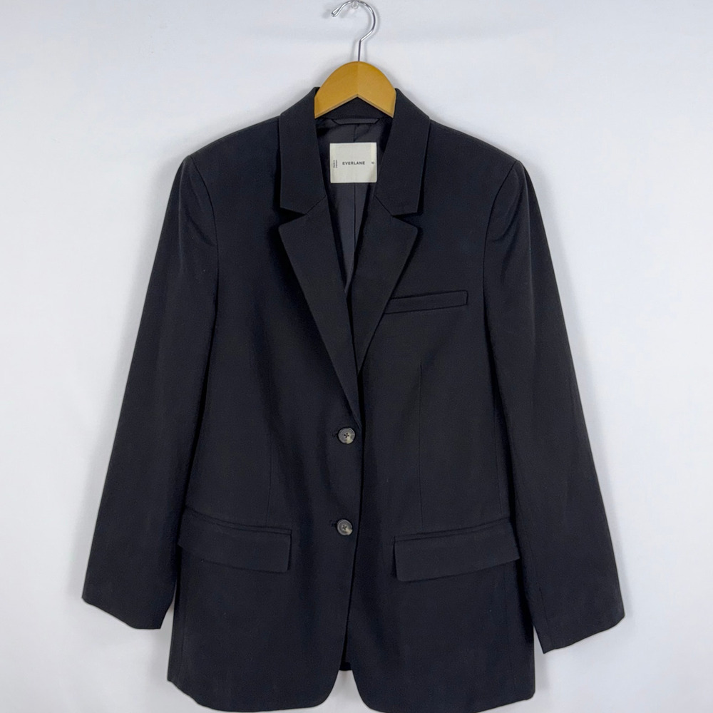 Everlane The Tencel Oversized Blazer Women's Size 10 Black Preppy Modern - Picture 2 of 15